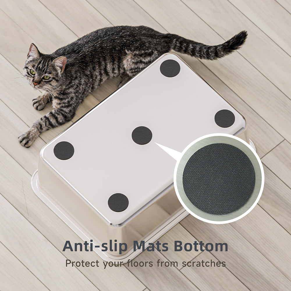 Stainless Steel Cat Litter Box Eco Friendly Stackable Toilet Litter Basin(19''L X 14''W X 6''H only pan)